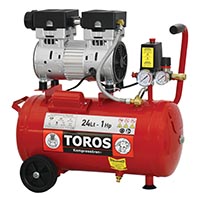 Αεροσυμπιεστής TOROS oil free silent (χαμηλού θορύβου) 24ltr 1hp 40151