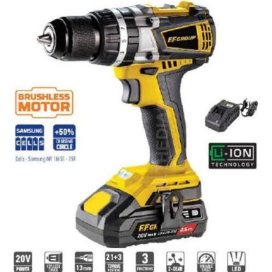 Δραπανοκατσαβιδο κρουστικο 20V 2.5Ah FFGROUP CHD-60-BL20V PRO 43206
