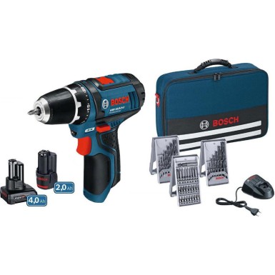 Bosch  GSR 12V-15 Δραπανοκατσάβιδο Μπαταρίας 1x2.0 και 1x4.0Ah με Εξαρτήματα 0615990G6L
