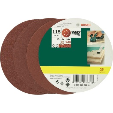 Φύλλα Έκκεντρου Φ115mm 25τεμ. P80/120/240 Bosch 2607019496 
