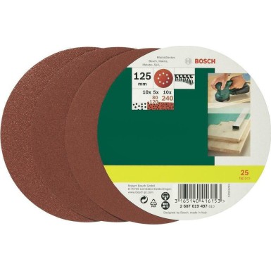 Φύλλα Έκκεντρου 125mm 25τεμ. P80/120/240 Bosch 2607019497 