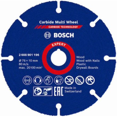 BOSCH ΔΙΣΚΟΣ ΚΟΠΗΣ EXPERT CARBIDE MULTI WHEEL ΓΕΝΙΚΗΣ ΧΡΗΣΗΣ ΚΑΡΒΙΔΙΟΥ 76MM 2608901196