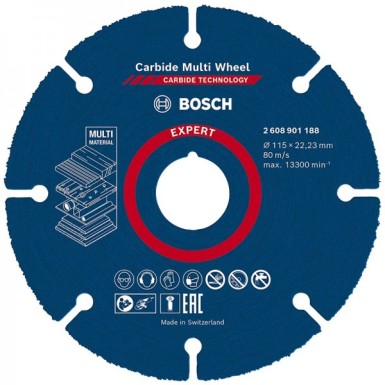 BOSCH ΔΙΣΚΟΣ ΚΟΠΗΣ EXPERT CARBIDE MULTI WHEEL ΓΕΝΙΚΗΣ ΧΡΗΣΗΣ ΚΑΡΒΙΔΙΟΥ 115MM 2608901188