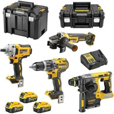 Dewalt Σετ Γωνιακός Τροχός – Κρουστικό Δραπανοκατσάβιδο- Πιστολέτο & Παλμικό Κατσαβίδι 18V 3X5,0Ah Tstak DCK422P3T-QW