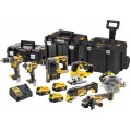 DeWalt Σετ Γωνιακός Τροχός & Δισκοπρίονο & Δράπανο & Κατσαβίδι & Κρουστικό Δραπανοκατσάβιδο & Πολυεργαλείο & Πριόνι & Σέγα & Σκαπτικό 18V με 3 Μπαταρίες 5Ah και Θήκη DCK755P3T