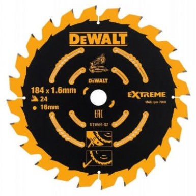DEWALT Δίσκος κοπής για Ξύλο 184mm X 1.6 X 24 Δόντια DT1669-QZ