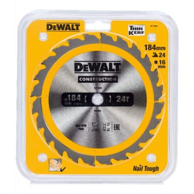 Διαμαντόδισκος ξύλου 184 mm 24 δόντια DEWALT DT1939-QZ