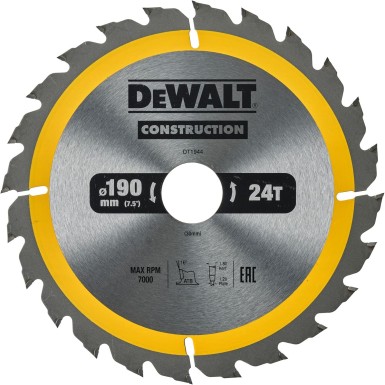 Διαμαντόδισκος ξύλου 190 mm 24 δόντια DEWALT DT1944-QZ