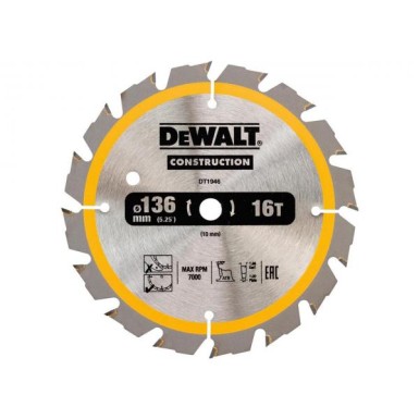 DEWALT Δίσκος κοπής για Ξύλο 136mm X 1.0 X 16 Δόντια DT1946-QZ