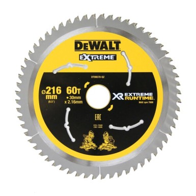 DEWALT Δίσκος Κοπής Ξύλου XR 216mm 60 Δόντια DT99570-QZ