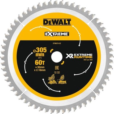DEWALT Δίσκος Κοπής Ξύλου EXTREME XR 305mm x30mm με 60 Δόντια DT99575-QZ