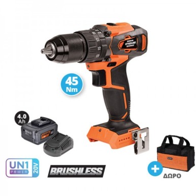KRAUSMANN ΔΡΑΠΑΝΟ ΚΡΟΥΣΤΙΚΟ BRUSHLESS 45NM 20V-4.0Ah ΤΑΧΥΦΟΡΤΙΣΤΗΣ ΚΑΙ ΔΩΡΟ ΤΣΑΝΤΑ ΜΕΤΑΦΟΡΑΣ U71020-14SB