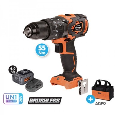 KRAUSMANN ΔΡΑΠΑΝΟ ΚΡΟΥΣΤΙΚΟ BRUSHLESS 55NM 20V-4.0Ah ΚΑΙ ΔΩΡΟ ΤΣΑΝΤΑ ΜΕΤΑΦΟΡΑΣ U72020-14SB