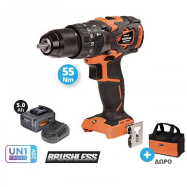 KRAUSMANN ΔΡΑΠΑΝΟ ΚΡΟΥΣΤΙΚΟ BRUSHLESS 55NM 20V-5.0Ah ΚΑΙ ΔΩΡΟ ΤΣΑΝΤΑ ΜΕΤΑΦΟΡΑΣ U72020-15SB