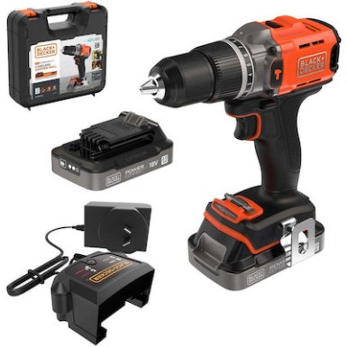 BLACK&DECKER Σετ Δραπανοκατσάβιδο κρουστικό μπαταρίας 18V / 2Χ2Ah BCD383D2XK-QW