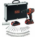 Black & Decker Κρουστικό Δραπανοκατσάβιδο Μπαταρίας 18V 2x1.5Ah + 80 Εξαρτήματα BDCHD18BAFC-QW