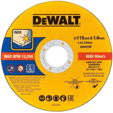 Δίσκος κοπής Φ115Χ1mm 50τεμ. DEWALT DT20597 