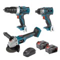 633357 BULLE: 18V BRUSHLESS ΣΕΤ ΕΡΓΑΛΕΙΩΝ: ΔΡΑΠΑΝΟΚΑΤΣΑΒΙΔΟ 60 Nm+ ΠΑΛΜΙΚΟ ΚΑΤΣΑΒΙΔΙ 180 Nm + ΓΩΝΩΝΙΑΚΟΣ ΤΡΟΧΟΣ Φ125 mm ΜΕ ΤΑΧΥΦΟΡΤΙΣΤΗ 4.5Α ΚΑΙ 2 ΜΠΑΤΑΡΙΕΣ ΛΙΘΙΟΥ 4Ah
