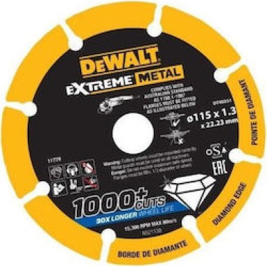 DEWALT ΔΙΣΚΟΣ ΚΟΠΗΣ ΙΝΟΧ ΔΙΑΜΑΝΤΕ EXTREME 115 X 1,3 MM DT40251