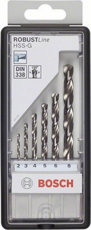 Σετ τρυπανιών (2-8mm) μετάλλου HSS-G Robust Line 6 τεμαχίων, 135° BOSCH  BOSCH  2607010529 