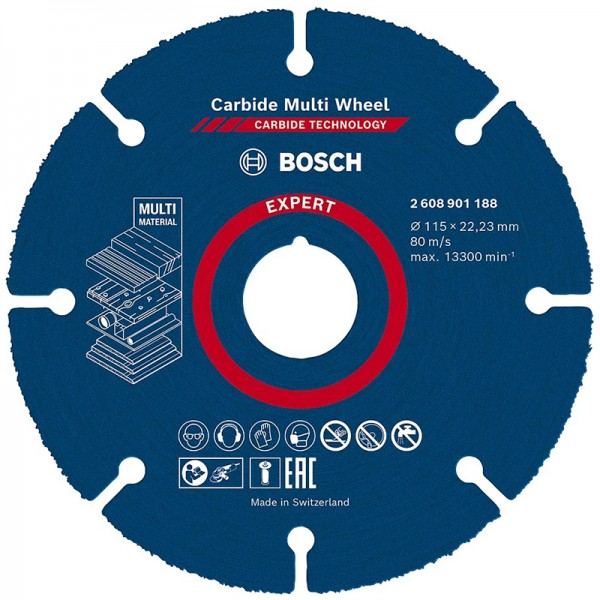 BOSCH ΔΙΣΚΟΣ ΚΟΠΗΣ EXPERT CARBIDE MULTI WHEEL ΓΕΝΙΚΗΣ ΧΡΗΣΗΣ ΚΑΡΒΙΔΙΟΥ 115MM 2608901188