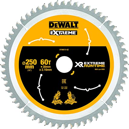 DEWALT Δίσκος κοπής για Ξύλο Extreme Runtime 250mm X 60 Δόντια DT99573-QZ