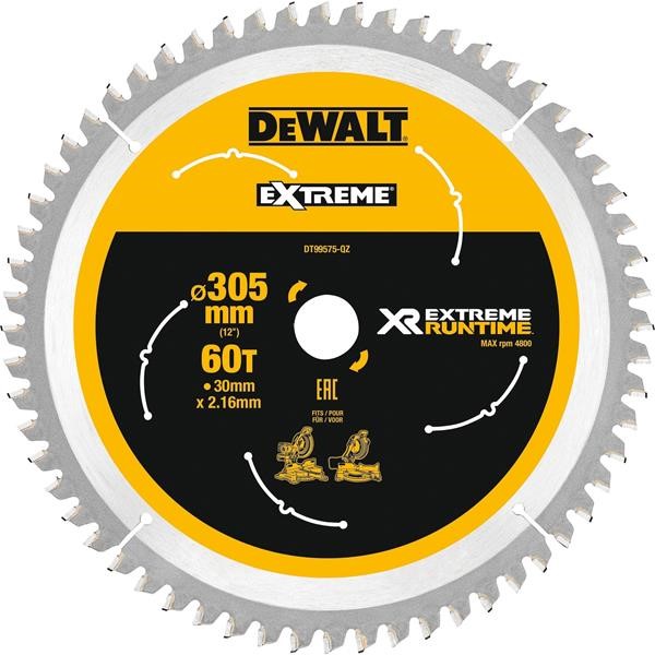 DEWALT Δίσκος Κοπής Ξύλου EXTREME XR 305mm x30mm με 60 Δόντια DT99575-QZ