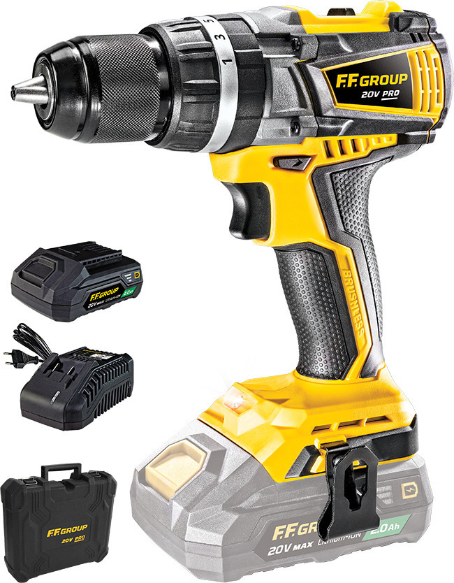 FFGROUP CHD/60-BL 20V PRO Δραπανοκατσάβιδο Κρουστικό Μπαταριάς Brushless (1×2,0Ah) Με Φορτιστή Και Βαλίτσα 46670