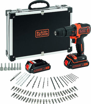 Black & Decker Κρουστικό Δραπανοκατσάβιδο Μπαταρίας 18V 2x1.5Ah + 80 Εξαρτήματα BDCHD18BAFC-QW