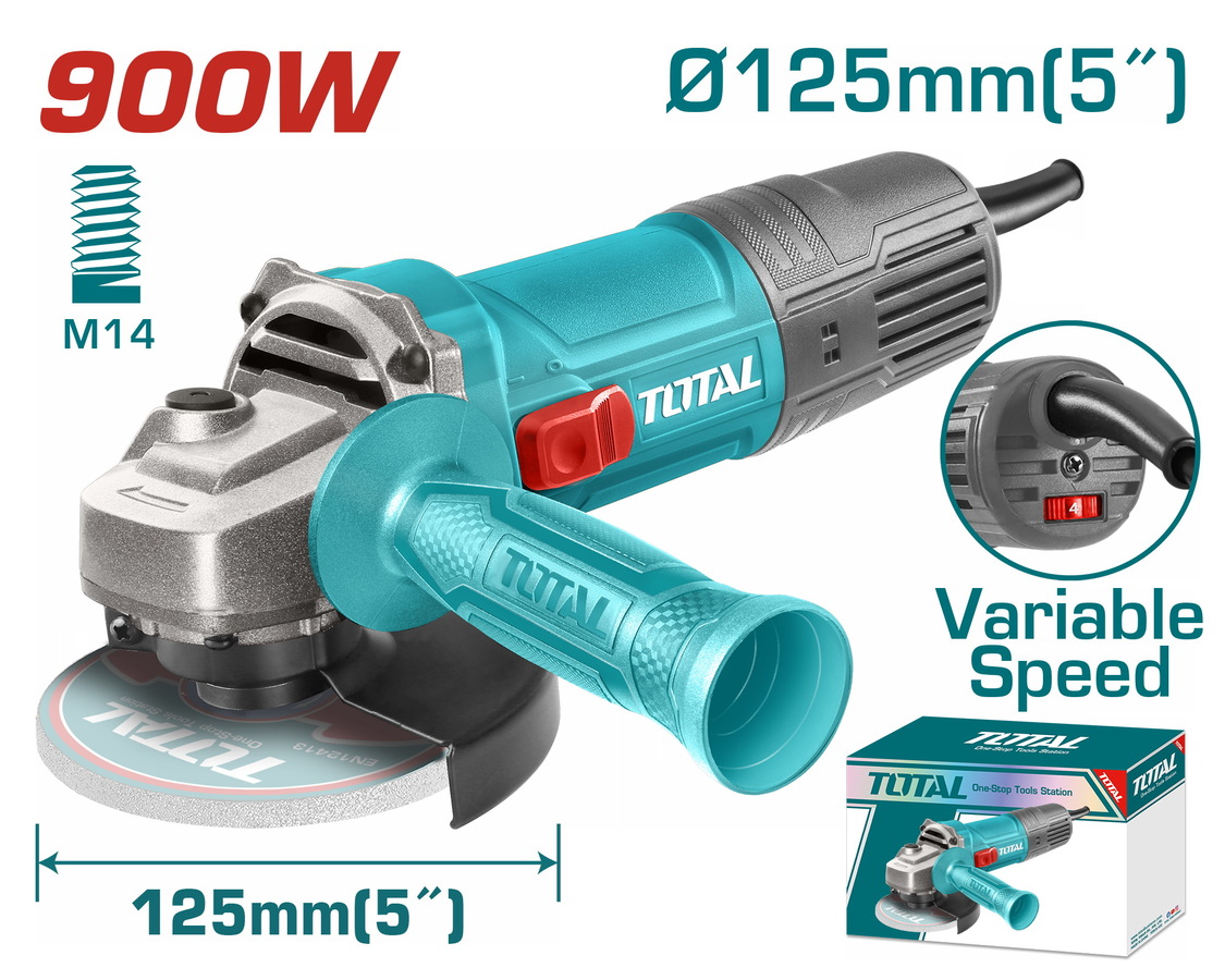 TOTAL ΓΩΝΙΑΚΟΣ ΛΕΙΑΝΤΗΡΑΣ 900W - 125mm ΗΛΕΚΤΡΟΝΙΚΟΣ (TG109125565)
