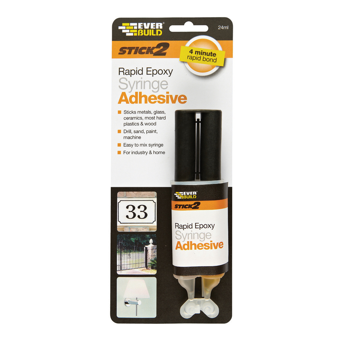EverBuild 483851 RAPID EPOXY SYRINGE -  ΔΥΟ ΣΥΣΤΑΤΙΚΩΝ ΙΣΧΥΡΟ ΣΥΓΚΟΛΛΗΤΙΚΟ 4 ΛΕΠΤΩΝ , 24ML (ΔΙΑΦΑΝΕΣ)