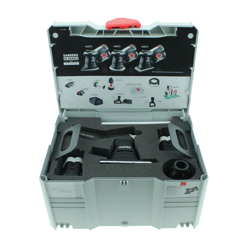 RUPES HSE73/BETA ΤΡΙΒΕΙΟ ΧΟΥΦΤΑΣ 80Χ130MM, ΜΠΑΤΑΡΙΑΣ (18V-2.5Ah) iBrid, Q-MAG ΜΕ ΑΠΟΡΡΟΦ. ("ΜΕΓΑΛΟ ΚΙΤ")