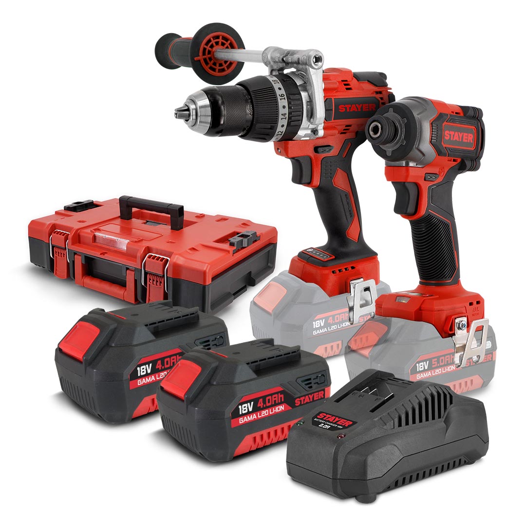 STAYER Δραπανοκατσάβιδο 80Nm+ Παλμικό 230Nm Brushless 18V - L20 Set 2*4.0Ah